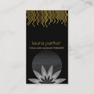 Cartão De Visita Dourado logotipo da Flor de Lotus Preta Ioga Saúde