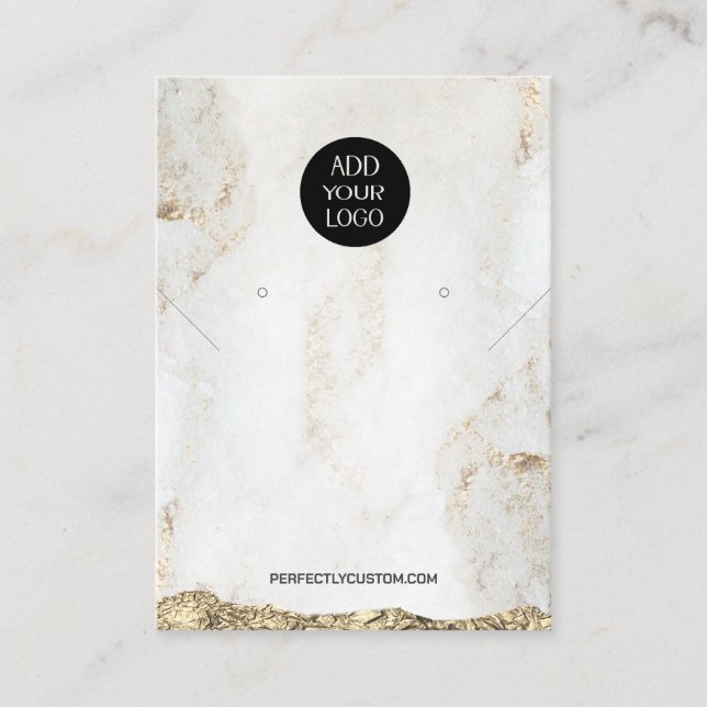 Cartão De Visita Dourado logotipo marble QR Colar de código (Frente)