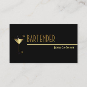 Cartão De Visita Dourado Logotipo Metálico Cocktail