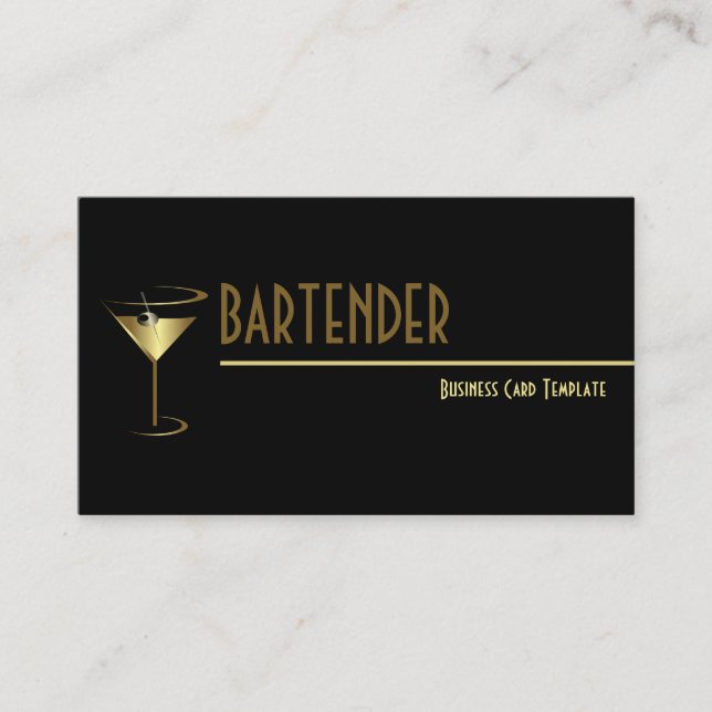 Cartão De Visita Dourado Logotipo Metálico Cocktail (Frente)
