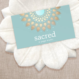 Cartão De Visita Dourado Lotus Mandala Saúde Holística e Natural