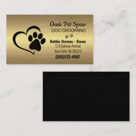 Cartão De Visita Dourado Lux Paw Print Dog Pet Grooming Service