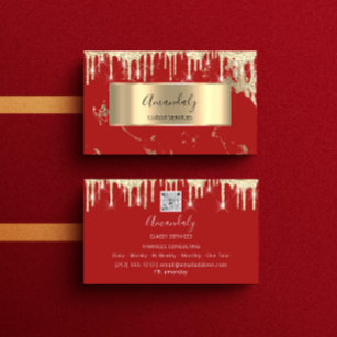 Cartão De Visita Dourado Luxo, , pinto vermelho mármico