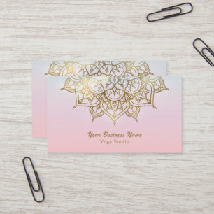 Cartão De Visita Dourado Mandala Rosa Rosa-choque Chic Moderno Estú