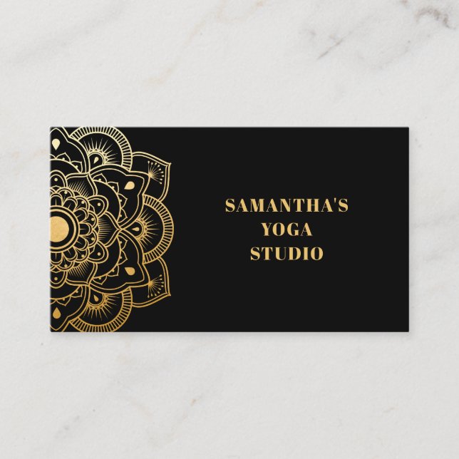 Cartão De Visita Dourado Mandala Yoga Studio (Frente)