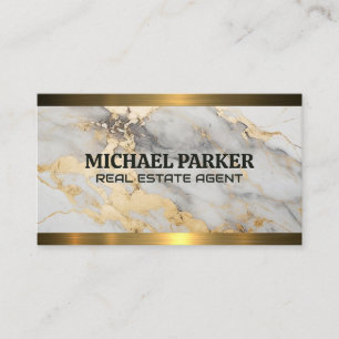 Cartão De Visita Dourado Marble   Dourado Trim Metálico