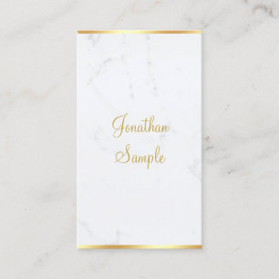 Cartão De Visita Dourado Marble Elegante de Script Caligrafado Mode