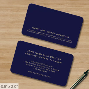 Cartão De Visita Dourado Marinho Blue Minimalist Modern Professiona