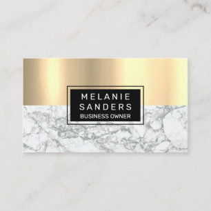 Cartão De Visita Dourado metal brilhante   Marble