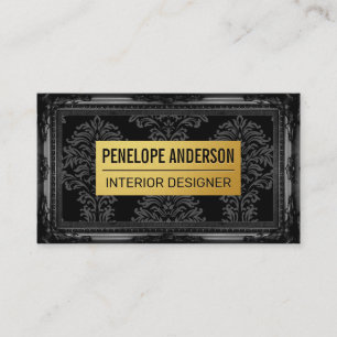 Cartão De Visita Dourado metal negro  Quadro clássico