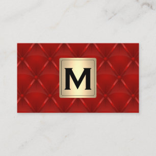 Cartão De Visita Dourado metálico  Monograma  Vermelho Ufolstado