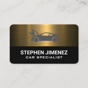 Cartão De Visita Dourado Metálico Oficina Mecânica Automotiva