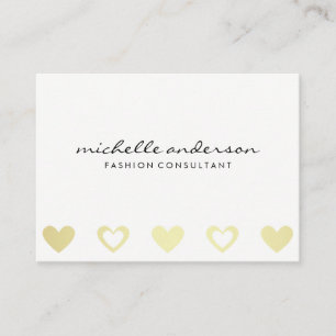 Cartão De Visita Dourado padrão cardíaco   Cinzas brancas
