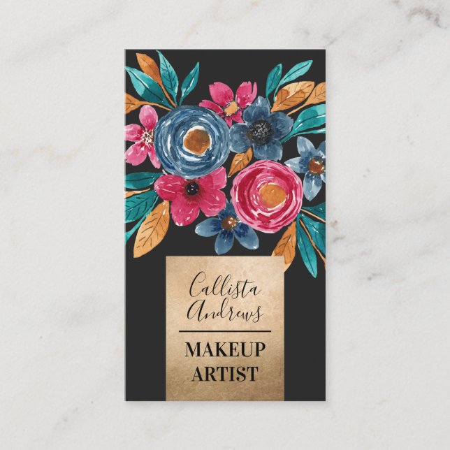 Cartão De Visita Dourado País Vermelho Azul queda Dourada Aquarela  (Frente)