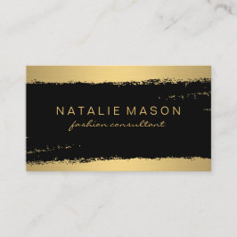 Cartão De Visita Dourado preto chic escovado