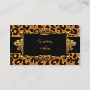 Cartão De Visita Dourado Preto Leopardo Dourado Elegante Boutique 7