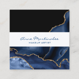 Cartão de visita Dourado quadrado Agate do marinho