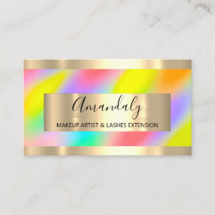 Cartão De Visita Dourado quadro Holográfico Rainbow Modern Consulti