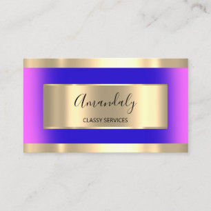 Cartão De Visita Dourado quadro profissional preto cor-de-rosa azul