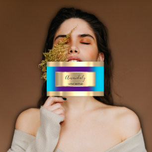 Cartão De Visita Dourado quadro profissional roxo Oceano Azul Moder