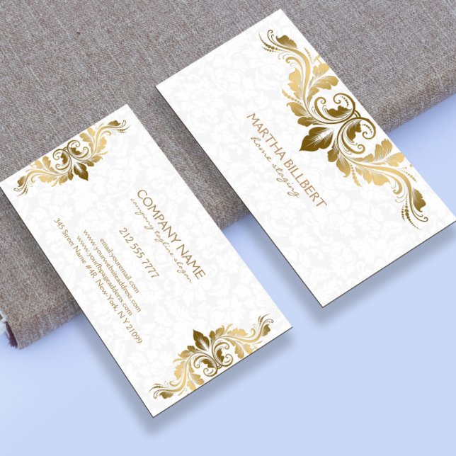 Cartão De Visita Dourado Raios Em Torneiras Brancas (Criador carregado)