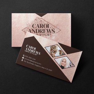 Cartão De Visita Dourado Rosa com folheto pilotado Pêssego Pêssego