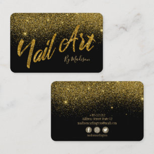 Cartão De Visita Dourado Salão de Arte com Unhas