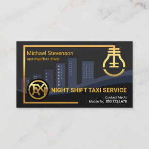 Cartão De Visita Dourado Stand de Táxi com Linha do Skyline
