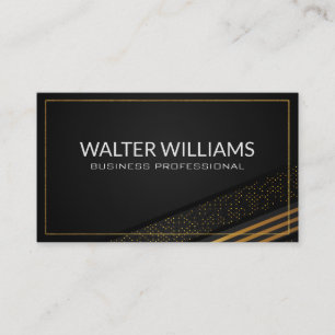 Cartão De Visita Dourado Striped Padrão Preto-Ouro Espetado