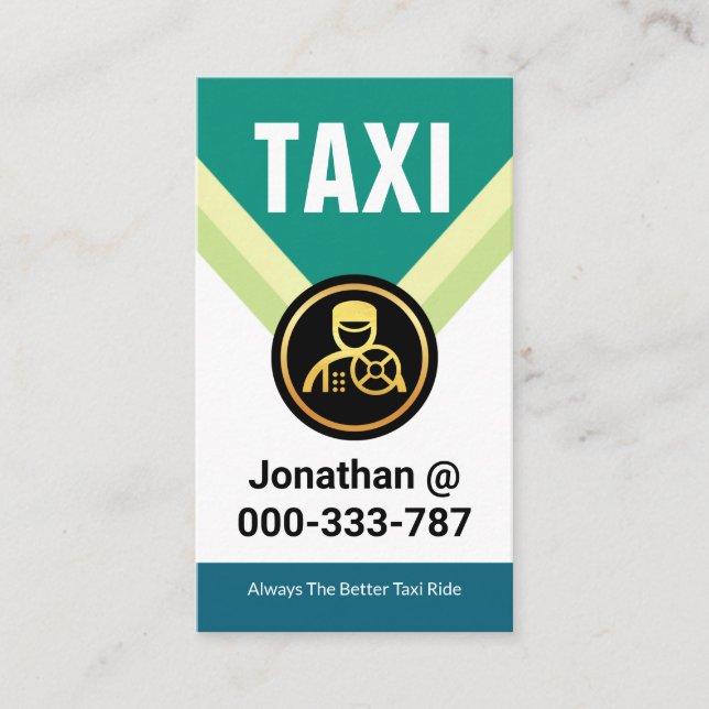Cartão De Visita Dourado Taxi Driver Medallion Chauffeur (Frente)