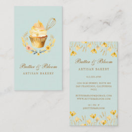 Cartão De Visita Dourado uísque e Cupcake, padaria cozinheira