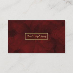 Cartão De Visita Dourado Vermelho Aquarela Floral Glamour Elegante