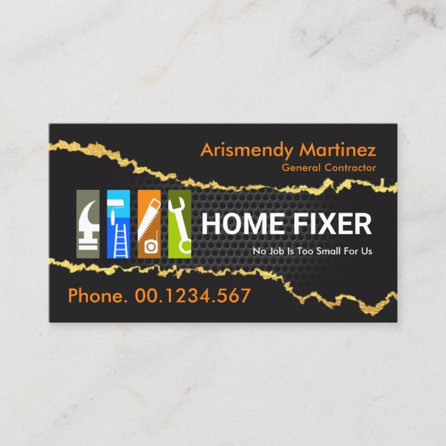 Cartão De Visita Dourado wallpaper sobre Remodelação de malha de fi (Frente)