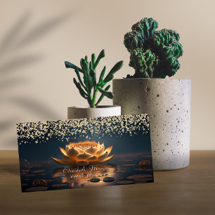 Cartão De Visita Dourados diamantes Lotus Dark