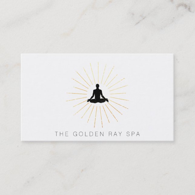 Cartão De Visita *~* Dourados Raios Sun Meditação Homem Lotus Pose (Frente)