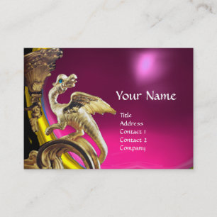 Cartão De Visita DRAGÃO DOURADO FUCHSIA ROXO AMETISTA Monograma