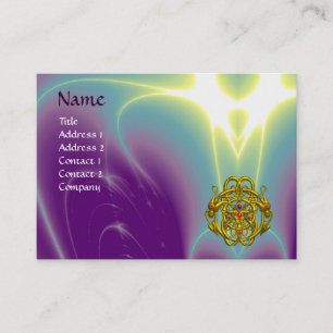Cartão De Visita DRAGÕES DE GÊMEOS Dourados/Ondas de Luz Verde Ro