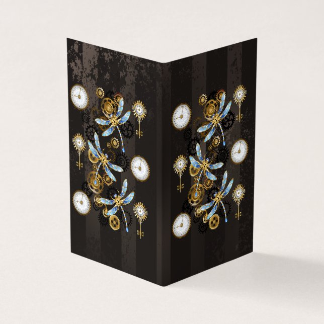 Cartão De Visita Dragões-do-galho-do-mar em fundo listrado castanho (Exterior)