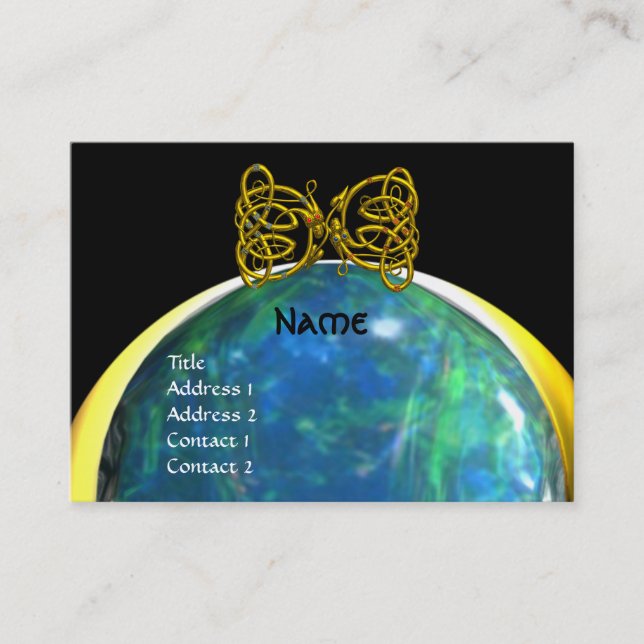 Cartão De Visita DRAGON AMOR amarelo-claro azul-escuro (Frente)