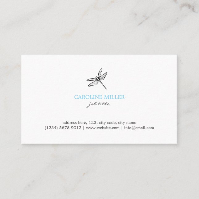 Cartão De Visita Dragonfly illustration feminine elegant cute card (Frente)
