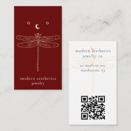 Cartão De Visita Dragonfly QR Code Earring Red Display Card