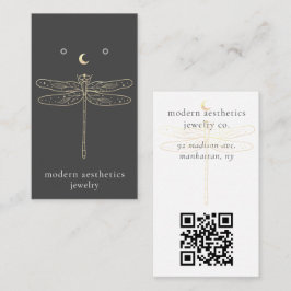Cartão De Visita Dragonfly QR Code Gray Earring Display Card