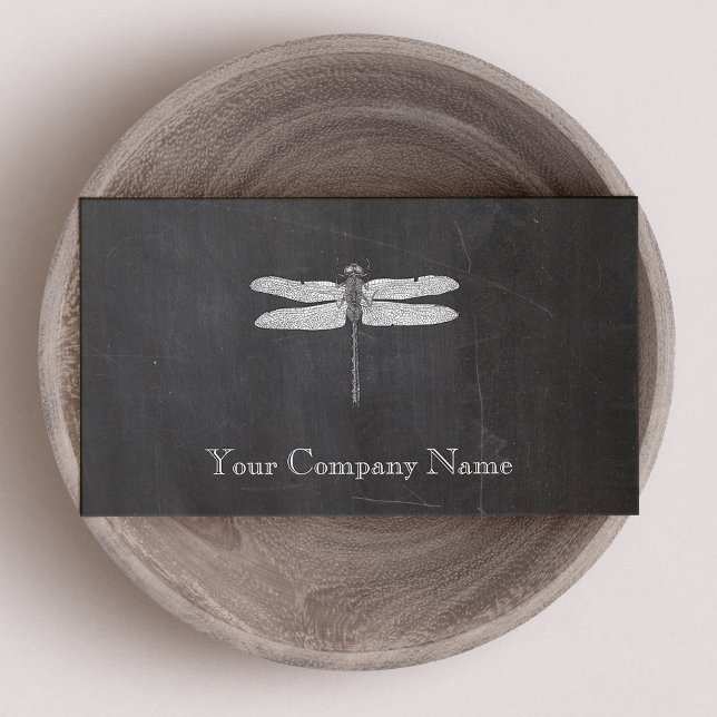 Cartão De Visita Dragonfly Vintage Etching Chalkboard (Criador carregado)