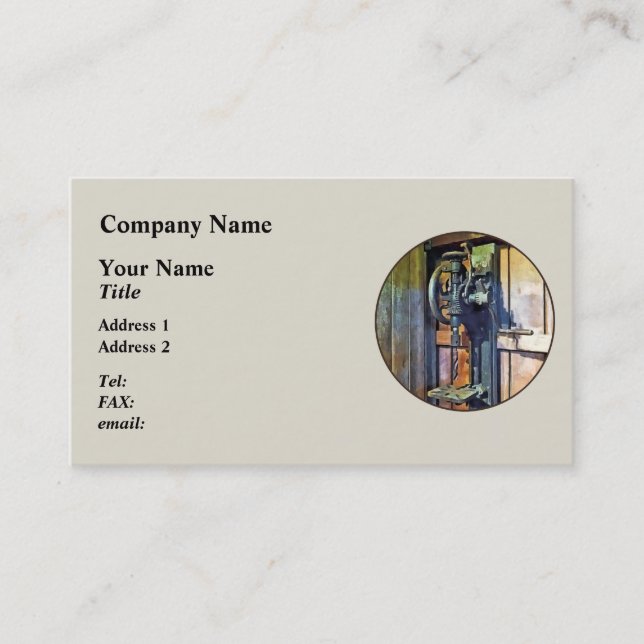 Cartão De Visita Drill Press em Compro (Frente)