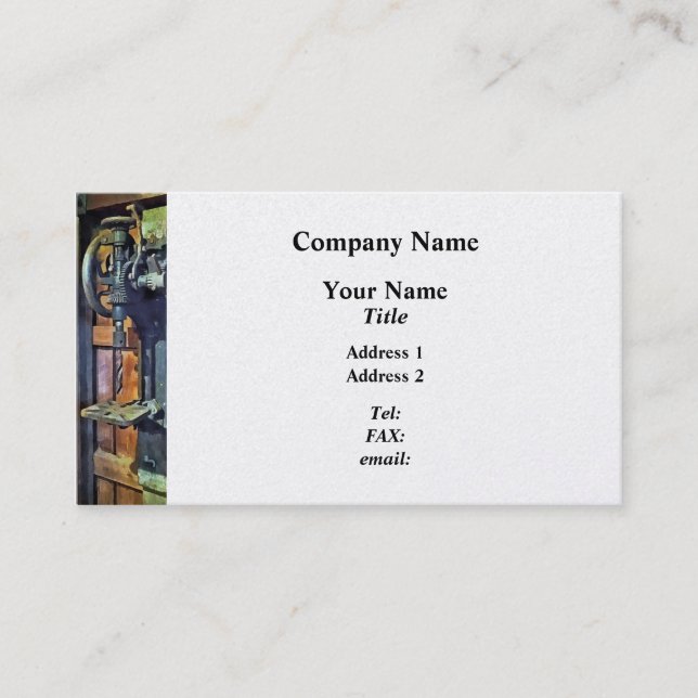 Cartão De Visita Drill Press em Compro (Frente)