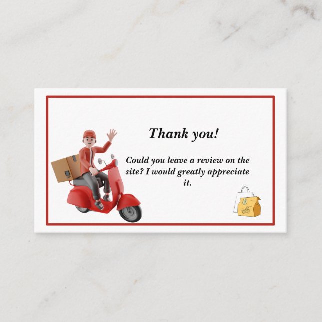 Cartão De Visita Driver de entrega Doordash Obrigado (Frente)