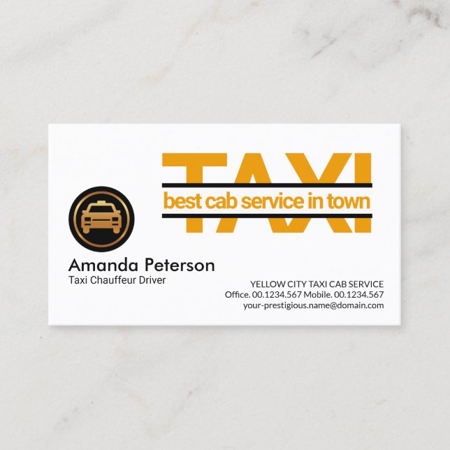 Cartão De Visita Driver de táxi para cartaz amarelo especial (Frente)