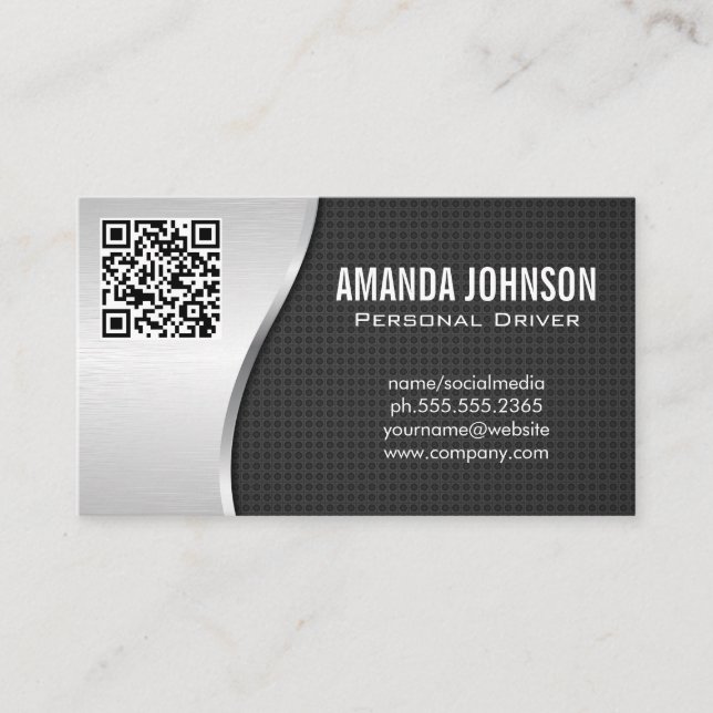 Cartão De Visita Driver | Fundo Metálico | Código QR (Frente)