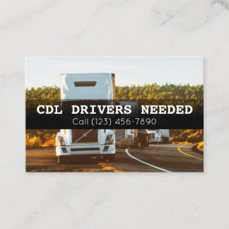 Cartão De Visita Drivers de caminhão CDL necessários