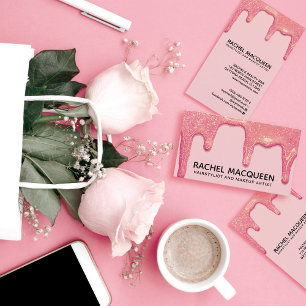 Cartão De Visita Drives Brilhantes Rosa Cor-de-Rosa Blush Moderno C